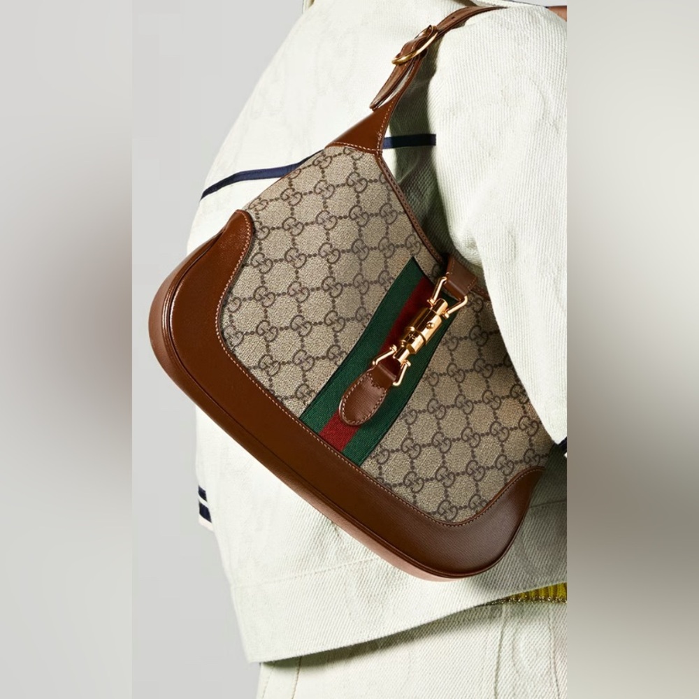 HP🎉NEW✨GUCCI✨GG GUCCISSIMA SUPREME JACKIE 1961 SMALL COATED CANVAS & LEATHER BAG